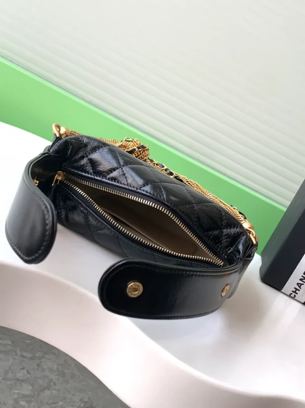 Chanel Quilted Round Mini Black Top Handle Bag in Calfskin - Image 9