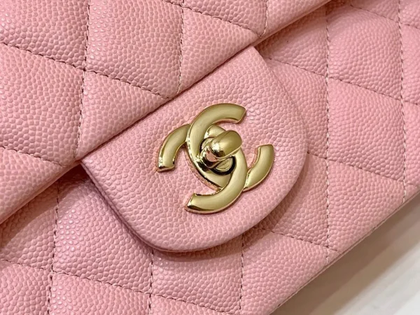 Chanel Vintage Sakura Pink Quilted Caviar Medium Classic - Image 5