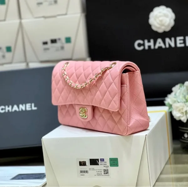 Chanel Vintage Sakura Pink Quilted Caviar Medium Classic - Image 8