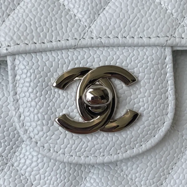 Chanel White Caviar Leather Medium Double Flap - Image 5