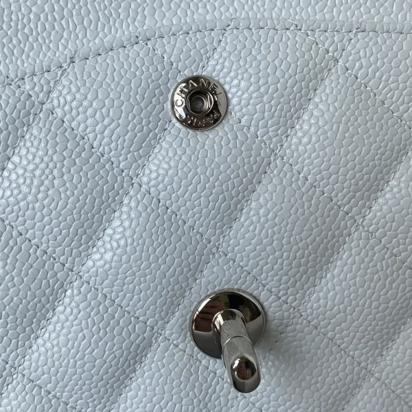 Chanel White Caviar Leather Medium Double Flap - Image 9