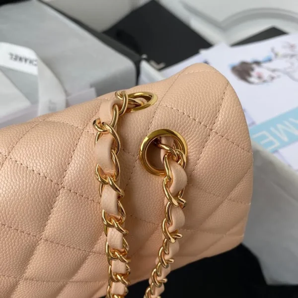 Chanel Beige Quilted Caviar Leather Medium Classic Double Flap Bag - Image 2