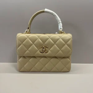 22S Beige Lambskin Quilted Trendy CC LGHW