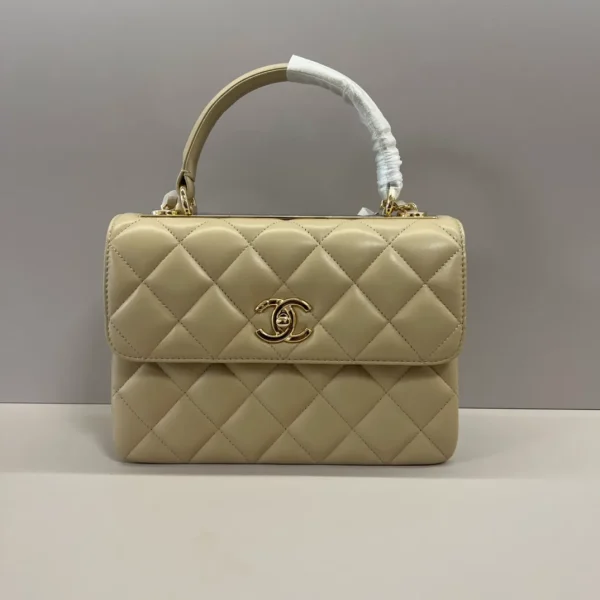 22S Beige Lambskin Quilted Trendy CC LGHW