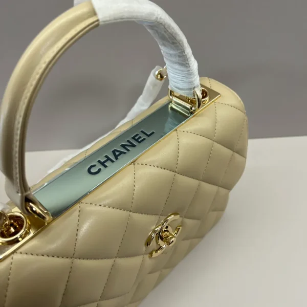 22S Beige Lambskin Quilted Trendy CC LGHW - Image 6