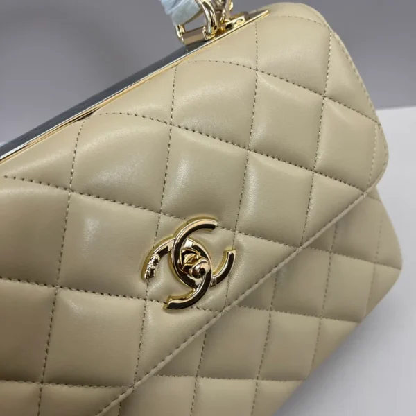 22S Beige Lambskin Quilted Trendy CC LGHW - Image 7