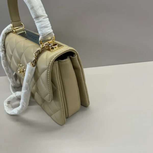 22S Beige Lambskin Quilted Trendy CC LGHW - Image 8