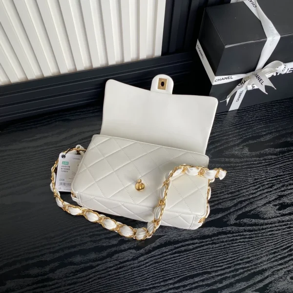 Chanel Flap Chain Shoulder Bag White Small - Image 10
