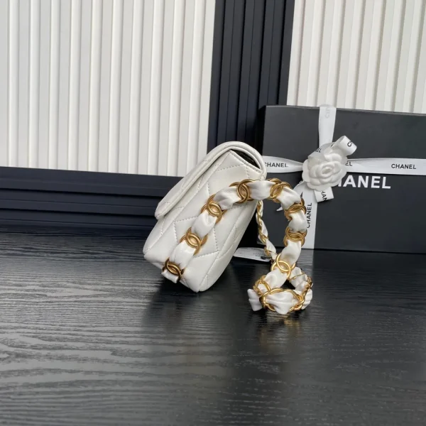 Chanel Flap Chain Shoulder Bag White Small - Image 6
