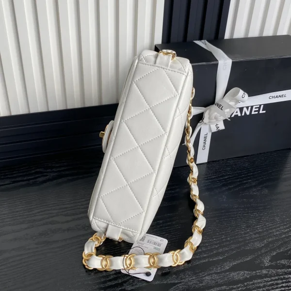 Chanel Flap Chain Shoulder Bag White Small - Image 7
