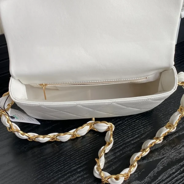 Chanel Flap Chain Shoulder Bag White Small - Image 8