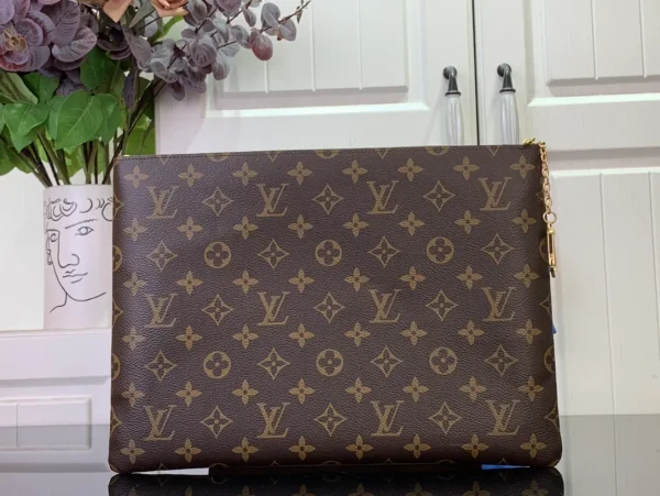 Authentic Louis Vuitton Monogram Poche Toilette 26 Clutch Bag Brown - Image 4