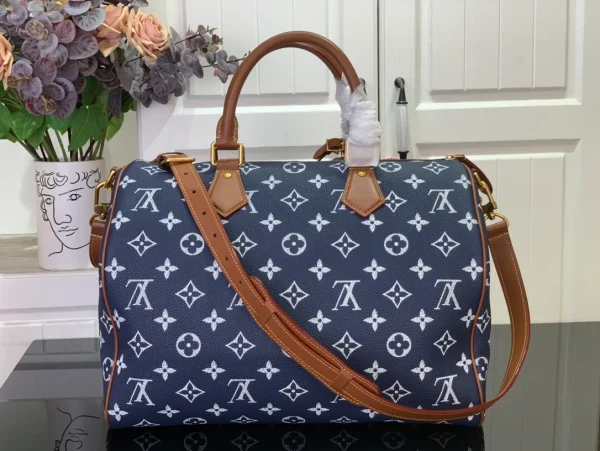 BNWOT Louis Vuitton Since 1854 Blue Monogram Jacquard Speedy Bandouliere - Image 7