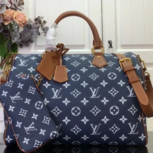 BNWOT Louis Vuitton Since 1854 Blue Monogram Jacquard Speedy Bandouliere