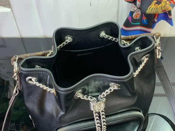 Black Leather Bucket Bag - Image 3