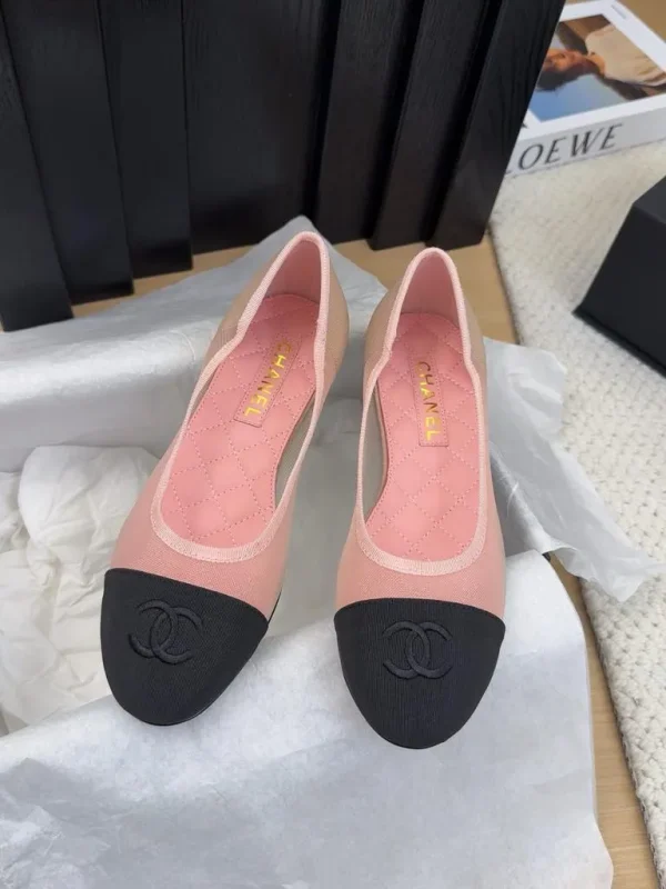 CHANEL 25P CC Two Tone Mesh Grosgrain Cap Toe Ballerina Ballet Flat Shoes Pink - Image 6