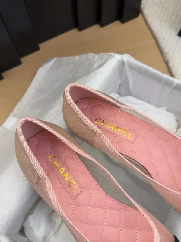 CHANEL 25P CC Two Tone Mesh Grosgrain Cap Toe Ballerina Ballet Flat Shoes Pink - Image 8