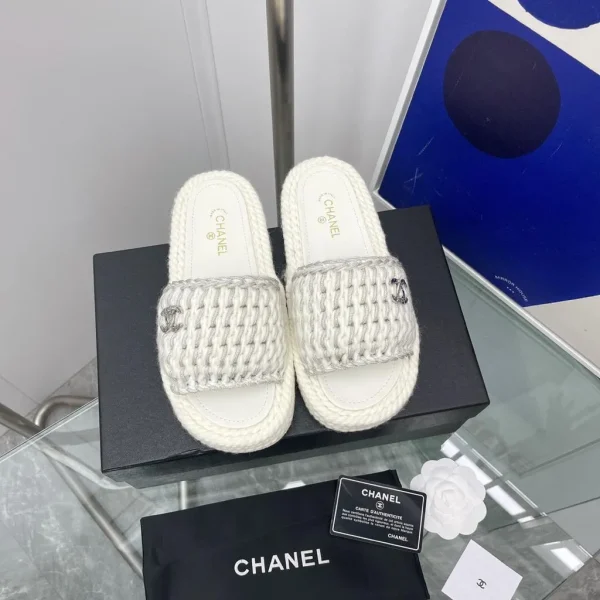 CHANEL Braided Knit CC Mules - Image 3