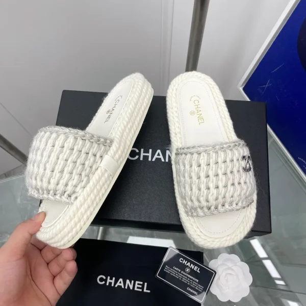 CHANEL Braided Knit CC Mules - Image 8