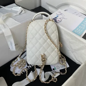 CHANEL Caviar Quilted CC Mini Classic Backpack White