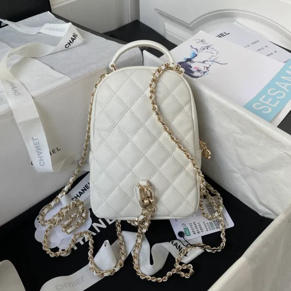 CHANEL Caviar Quilted CC Mini Classic Backpack White