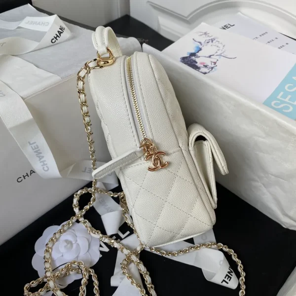 CHANEL Caviar Quilted CC Mini Classic Backpack White - Image 3