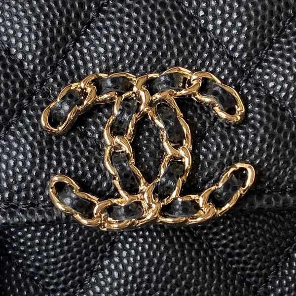 CHANEL Caviar Quilted Chain Top Handle Phone Holder With Chain Black - Image 3