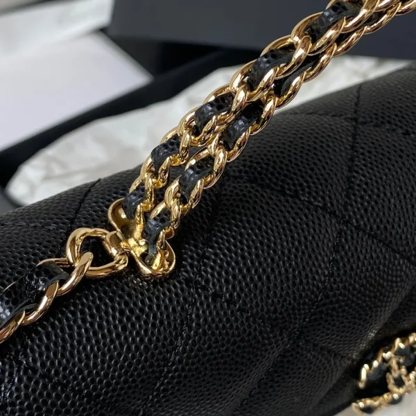 CHANEL Caviar Quilted Chain Top Handle Phone Holder With Chain Black - Image 4