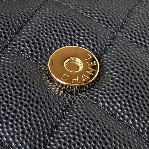 CHANEL Caviar Quilted Chain Top Handle Phone Holder With Chain Black - Image 7