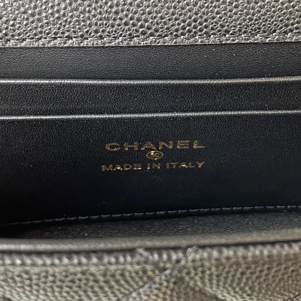 CHANEL Caviar Quilted Chain Top Handle Phone Holder With Chain Black - Image 9