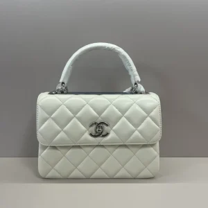 CHANEL Lambskin Quilted Small Trendy Chain CC Flap Dual Handle Bag Light Blue