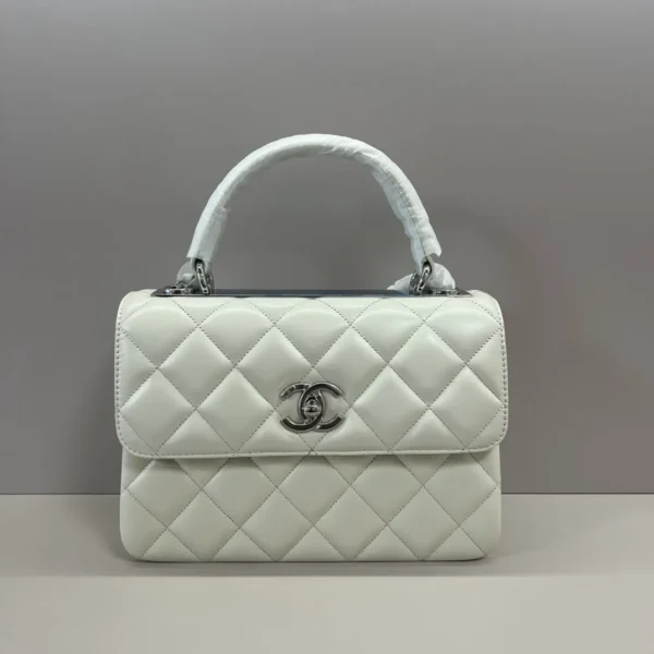 CHANEL Lambskin Quilted Small Trendy Chain CC Flap Dual Handle Bag Light Blue