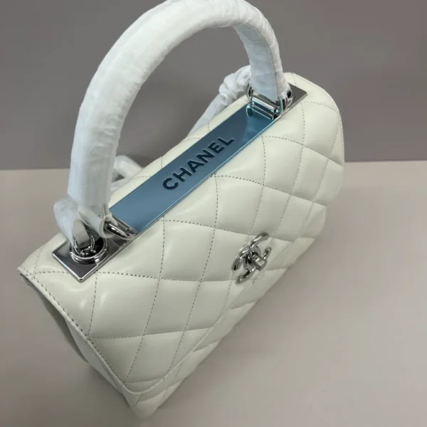 CHANEL Lambskin Quilted Small Trendy Chain CC Flap Dual Handle Bag Light Blue - Image 5