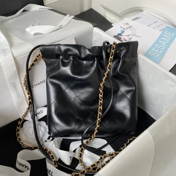 CHANEL Shiny Calfskin Quilted Mini Chanel 22 Black - Image 3