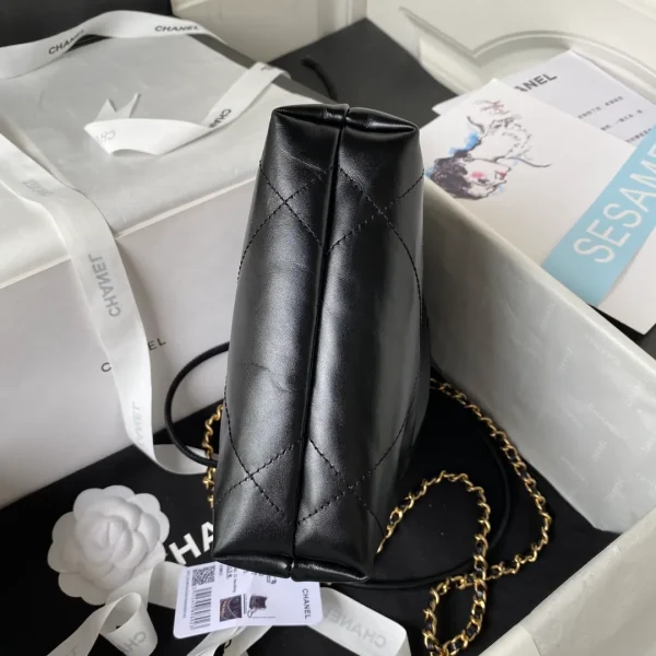 CHANEL Shiny Calfskin Quilted Mini Chanel 22 Black - Image 7