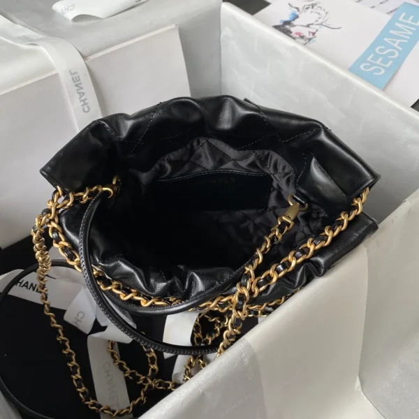 CHANEL Shiny Calfskin Quilted Mini Chanel 22 Black - Image 8