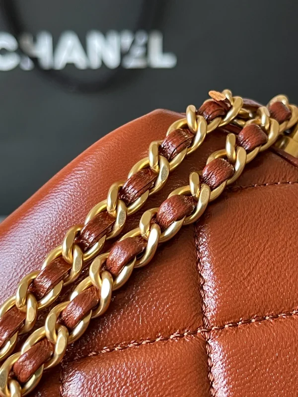 CHANEL Shiny Lambskin Quilted Mini Cocodoc Top Handle Bag Brown - Image 9