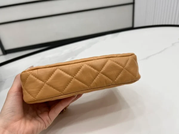Chanel 19 Hobo Bag Beige Aged Calfskin Brushed Gold Hardware - Image 9