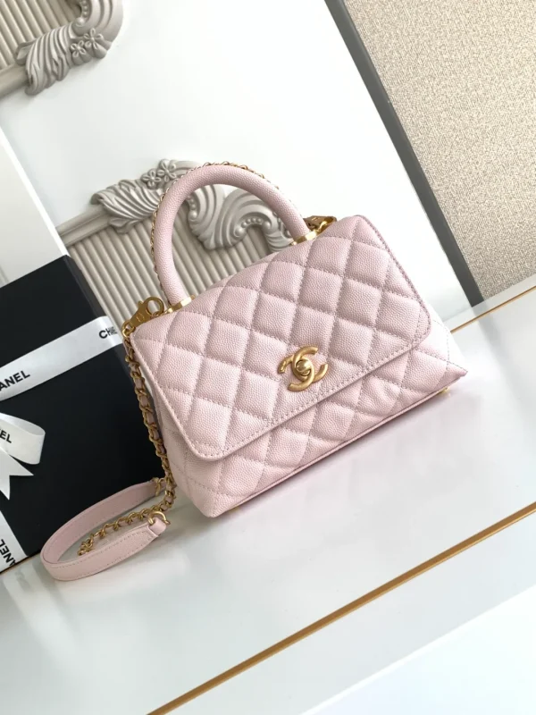 Chanel 20A Lilac Pink Coco Handle Caviar Gold Hardware (3)