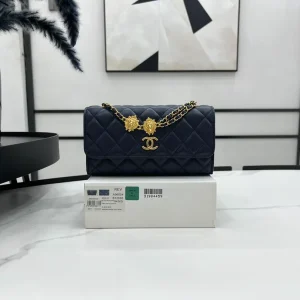 Chanel 23A Lion Charm Wallet on Chain in Black