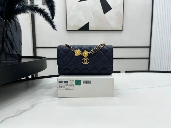 Chanel 23A Lion Charm Wallet on Chain in Black