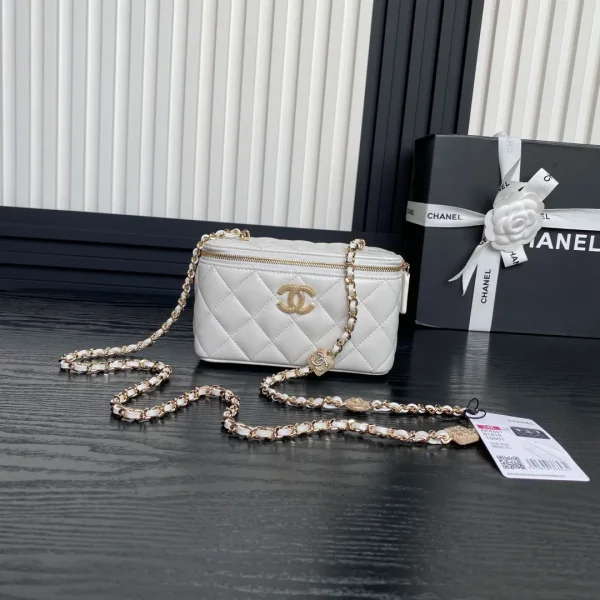 Chanel 23C Cc Mini Vanity Rectangular White Lambskin