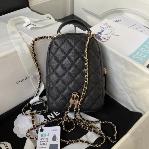 Chanel 24C Black Caviar Leather Mini Backpack