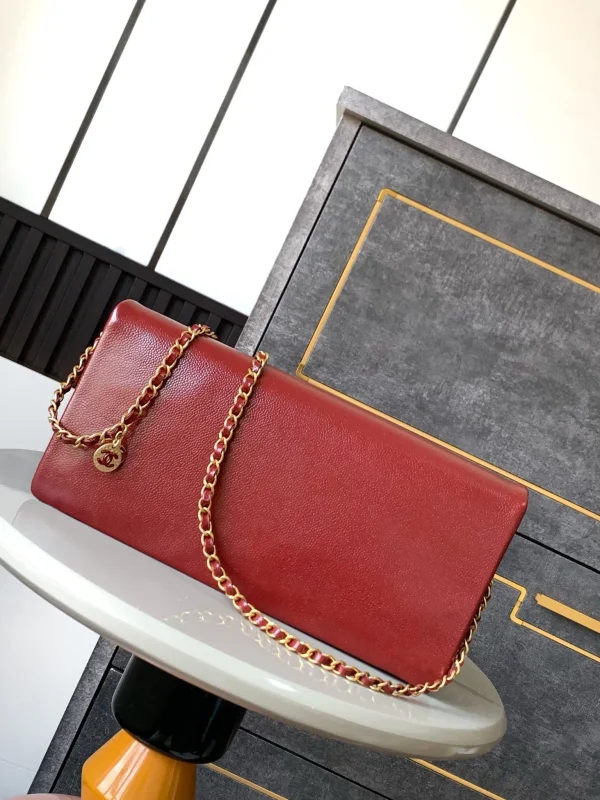 Chanel 24K Burgundy Caviar Flap Bag with Matte Gold Hardware - Image 2