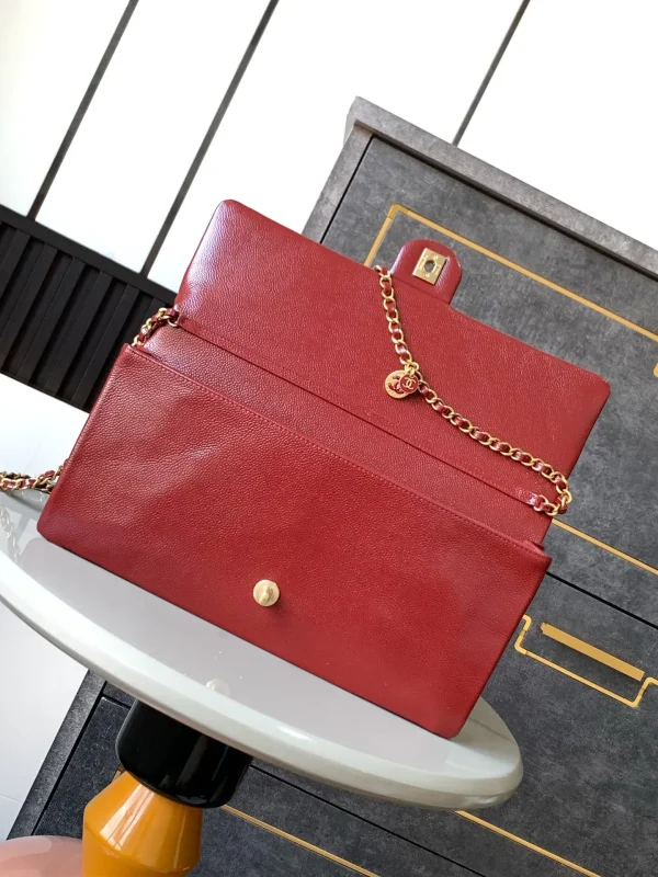 Chanel 24K Burgundy Caviar Flap Bag with Matte Gold Hardware - Image 4