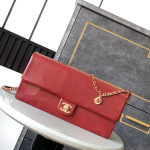Chanel 24K Burgundy Caviar Flap Bag with Matte Gold Hardware