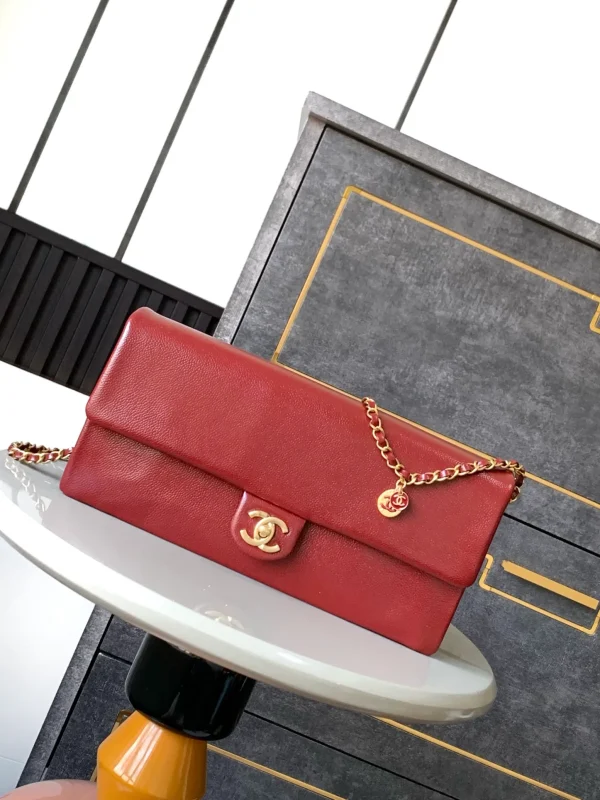 Chanel 24K Burgundy Caviar Flap Bag with Matte Gold Hardware