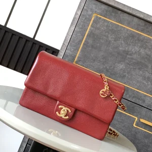 Chanel 24K Burgundy Caviar Flap Bag with Matte Gold Hardware