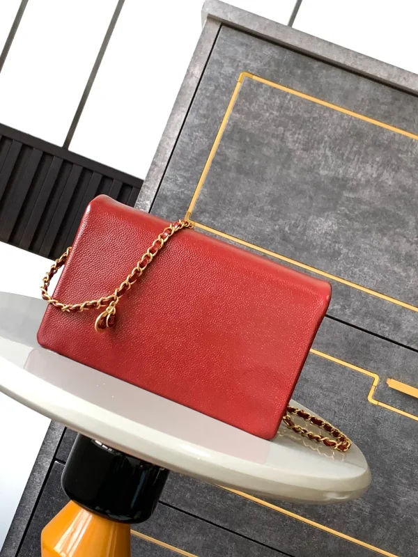 Chanel 24K Burgundy Caviar Flap Bag with Matte Gold Hardware - Image 6