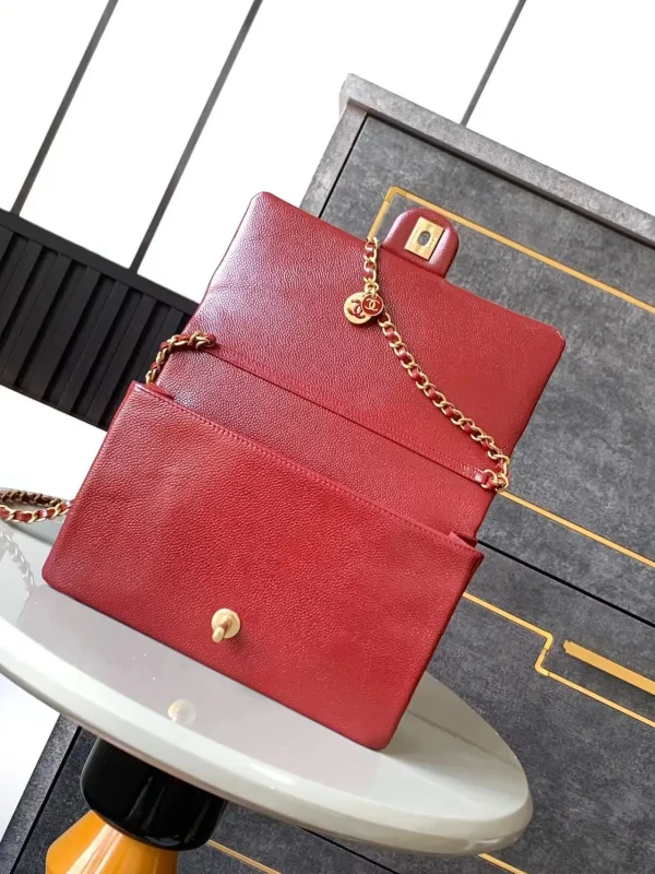 Chanel 24K Burgundy Caviar Flap Bag with Matte Gold Hardware - Image 8